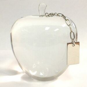 Crystal Apple Paperweight with Silver Tag (Screened)