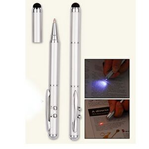 4-in-1 Executive Capacitive Stylus w/ Laser Pointer and LED Light