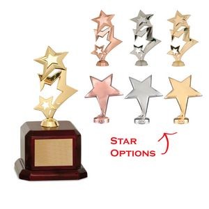 Metal Star Figure Award in Rosewood Piano Finish Base (Choice of star)