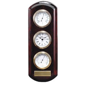 3 in 1 Rosewood Wall Clock, Thermometer and Hygrometer