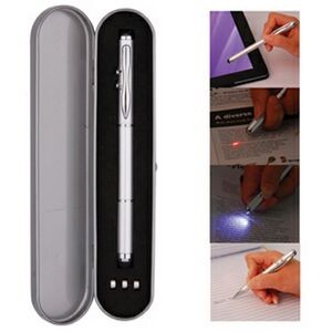 4 In 1 Metal Pen/Stylus/Laser&Led Flash Light Storaged in Metal Box