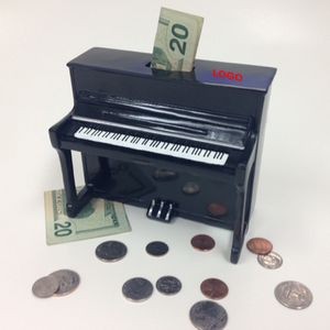 6.25" Black Upright Piano Coin Bank