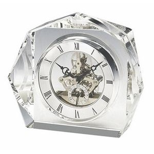 Crystal Trophy Clock With Silver Accents