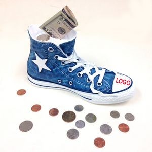 9.5" Poly-Resin Blue Denim Sneaker Money Bank (Medium)