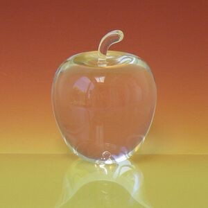 Optic Crystal Apple Paperweight Large - Screen