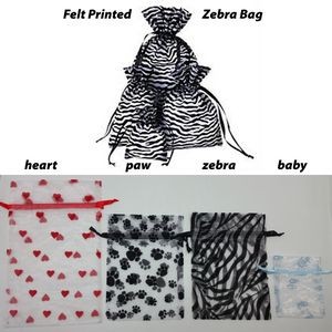 Felt Printed Organza Pouch (Zebra Design)