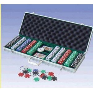 500 Piece Dice Poker Chips W/ Aluminum Poker Set (Screened)