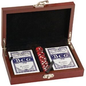 Rosewood Finish Card and Dice set (Laser engraved)