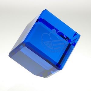 Crystal Blue Standing Cube Trophy (Medium) (Screen Printed)
