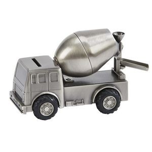 Pewter Cement Coin Bank Truck