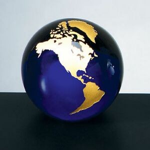 Cobalt Blue Molten Glass World Globe (3")