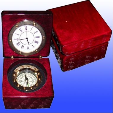 Captain's Box W/Clock And Compass