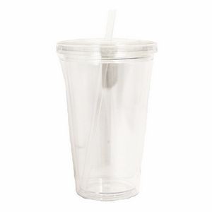 20 Oz. Double Wall Acrylic Cup w/Straw (Clear Coat)