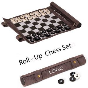 Suede Roll Up Chess Travel Set
