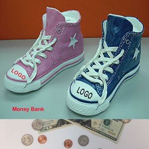 9.5" Poly-Resin Pink Denim Sneaker Money Bank (Medium)