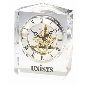 Crystal Trophy Clock With Gold Accents