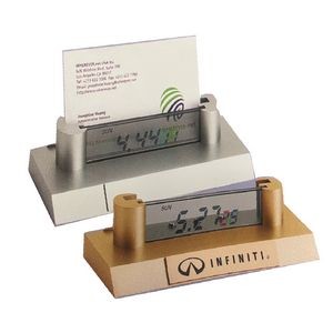 Desk business card holder with LCD Multi Function Clock