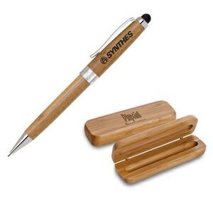 Eco Friendly Bamboo Pencil Set w/ Black & Silver Trim Pen