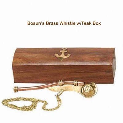 Bosun's Brass Whistle w/ Teak Box