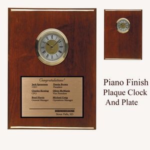 Rosewood Piano Finish Quartz Clock Plaque