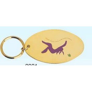 Gold Plated Brass Oval Key Ring (Engraved)
