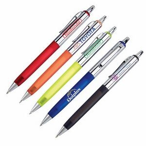 Chrome Ball Point Pen w/ Frosted Translucent Barrel