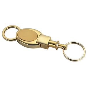Gold Plated Oval Brass Pull Apart Dual Key Ring