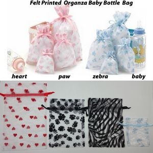 Felt Printed Organza Pouch (Baby Bottle Design)