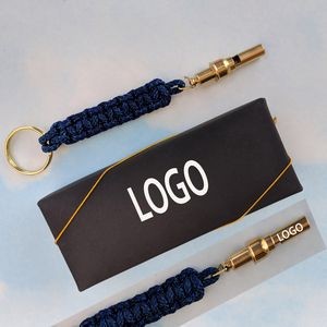 Brass Whistle Lanyard Keychain (MADE IN TAIWAN )