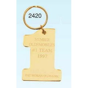 Gold Plated Solid Brass #1 Key Ring