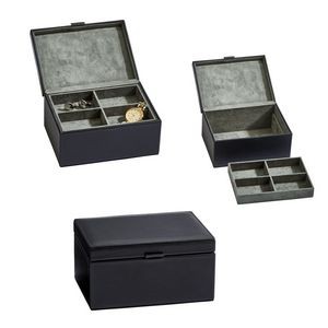 Elegant Black Leather Jewelry Box - 12" LElegant Black Leather Jewelry Box - 7" L Size: 7" x 3.5" x