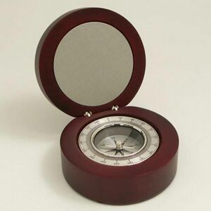Compass In Rosewood Round Box