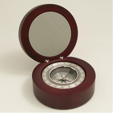 Compass In Rosewood Round Box