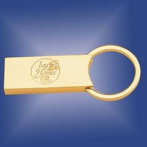 Gold Plated Brass Rectangular Keyring - ON SALE - LIMITED STOCK