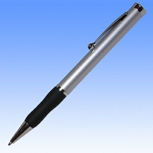 Silver Rubberized Ergonomic Grip Pen w/ Silver Finish Top (Laser Engrave)