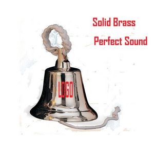 14" Jumbo Solid Brass Hanging Bell with Cotton Braided Pull Rope
