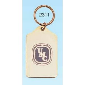 Gold Plated Solid Brass Shield Key Ring (Engraved)