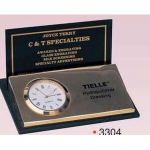 Gold Plated Black Business Card Holder w/ Clock