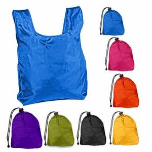 Fashion Foldable Rip stop Nylon Shopping Bag w/ Drawstring Closure