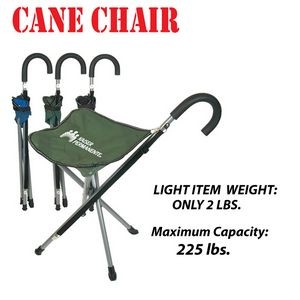 Folding Cane Chair- Walking Stick w/Stool and Carry Strap