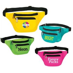 New Neon Color Three Zippered Fanny Pack