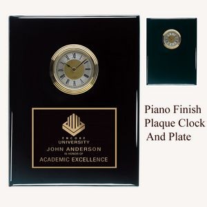Black piano finish quartz clock plaque