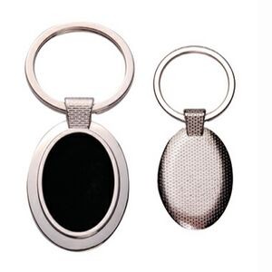 Oval Metal Key Chain w/Dark Reflective Ctril (Engraved)