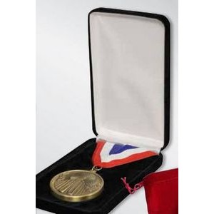Black Velvet Presentation Box for up to 3" Medal w/ Neck Ribbon (7"x4.25")