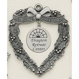 MasterCast Design Heart Wreath with Silk Screen Dangle Cast Ornament