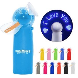 Pre-Programmed Mini Flash Message Fan with LED (with Batteries)