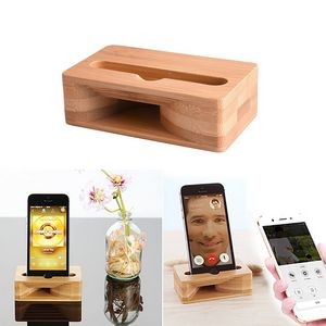 Bamboo Phone Holder Desk Stand Speaker