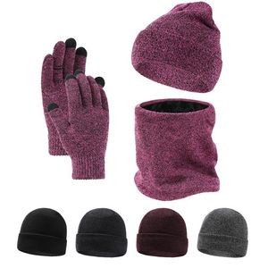 Scarf Gloves Hat (3 Piece Knit Set)