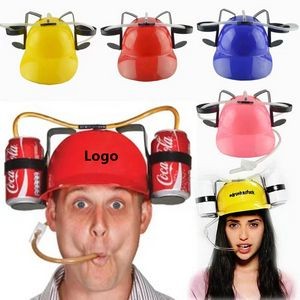 Novelty Place Drinking Helmet Can Holder Drinker Hat Cap with Straw for Beer and Soda Party Fun