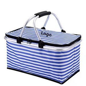 22L Insulated Collapsible Picnic Basket Cooler Bag For Picnic Camping